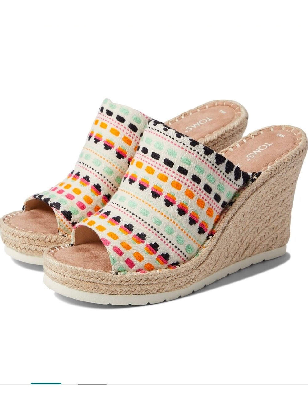 TOMS Monica Mule Espadrille Wedge Slide Sandals sz 9 NEW